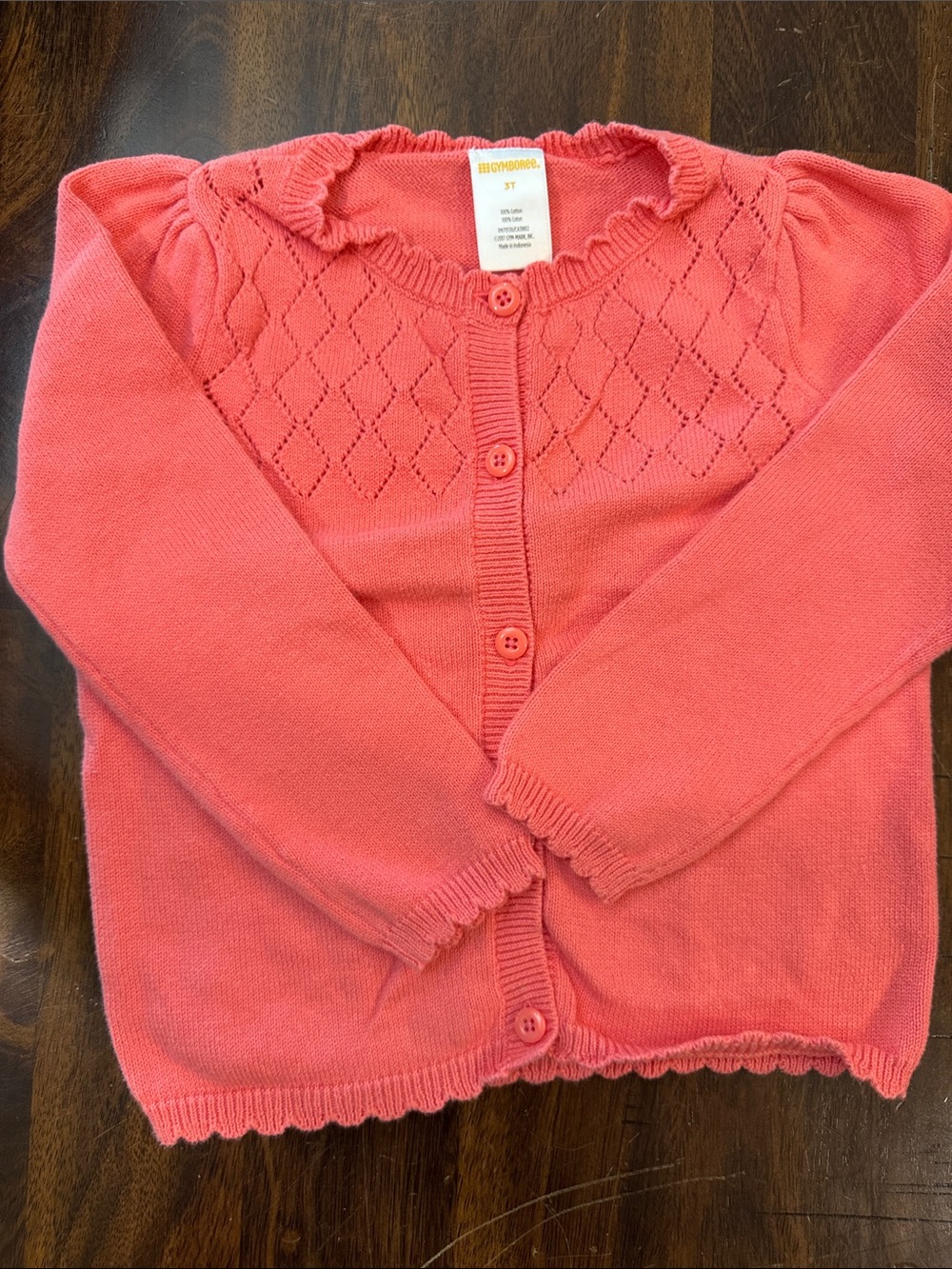 Gymboree Coral Knit Diamond-Yoke Cardigan